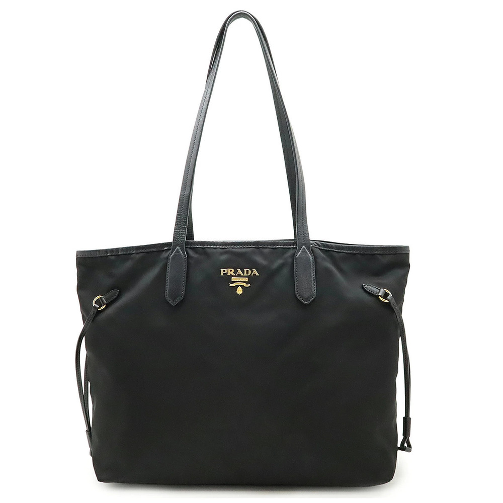 Prada Tote Tessuto Saffiano Bag Shoulder Leather NERO Black